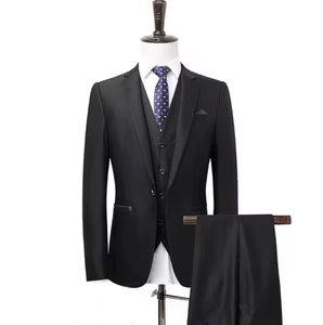 Costume d'affaires bleu clair pour homme, à double boutonnage, avec col cranté et pantalon à braguette boutonnée, pour occasions formelles - Product Image 3