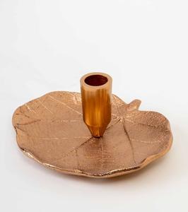 Candelero de Latón con Forma de Hoja Dorada para Decoración del Hogar, Portavelas de Metal Duradero - Product Image 4