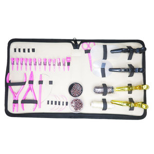 Professional Hair Extension Tools Kit with <b>Silicone</b> <b>Beads</b> in Black Brown and Beige Microlink Pliers Scissors Loop and Hook - Product Image 4