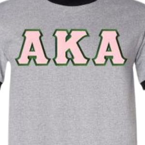Camiseta AKA con letras para mujer, rosa, gris jaspeado, verde, de algodón, informal, a la moda, de manga corta, estilo griego, cómoda para el día a día - Product Image 4