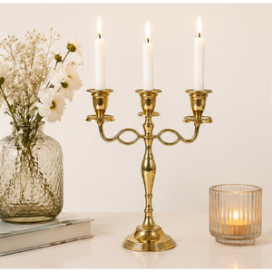 <b>Gold</b> 3 Arm <b>Candelabra</b> Metal Candle Holder Wedding Centerpiece Stand for Hotel Party and Event Table Decoration In Best Price - Product Image 2