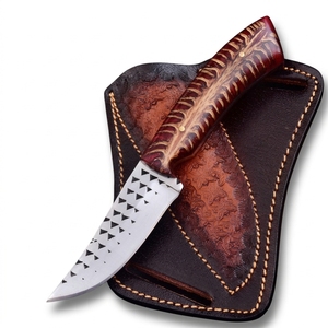 Handmade Western Skinning <b>Knife</b> File Work Blade Pine Cone Red Resin Handle Floral Leather Sheath Hunting <b>EDC</b> Camping Wholesale - Product Image 1