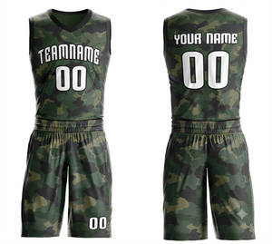 Custom Camouflage Basketball Jersey Set Unisex Sleeveless V-Neck Moisture Wicking 100% <b>Polyester</b> Adult All Seasons - Product Image 1