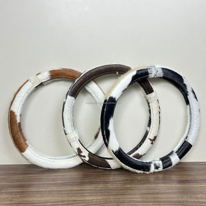 Cubierta para volante de coche de cuero de vaca de alta calidad, cubierta antideslizante para volante de coche de cuero genuino Real, venta directa de fábrica - Product Image 6