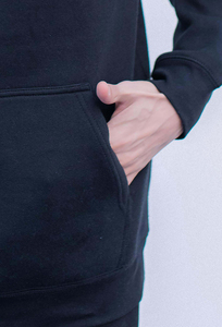 Sweat-shirt à capuche uni bleu marine OEM personnalisé pour homme, en mélange de coton, pull-over, sweat-shirt d'hiver uni, de qualité supérieure, respirant, sweat-shirt pour homme - Product Image 2