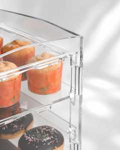<b>Plastic</b> Glossy Rectangle Modern Donuts Cakes Display Storage Case <b>Lid</b> 1-3L Capacity for Freshness Preservation Pastries Desserts - Product Image 2