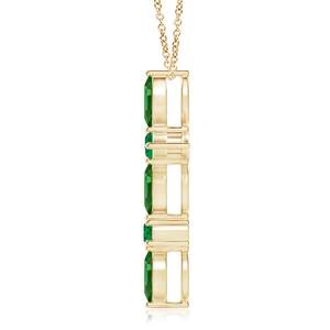4.25G 14K 18K Gold Marquise & Round 0.78 Ctw Natural Green <b>Emerald</b> Studded Cross Charm <b>Pendant</b> Handmade Luxury Religious <b>Pendant</b> - Product Image 2