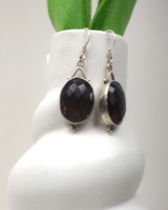 Pendientes de Plata 925 con Cuarzo Ahumado, Forma Ovalada, Engaste en Bisel, Joyería Clásica de Lujo para Mujer, Regalo de Compromiso, Fiesta, Boda - Product Image 2