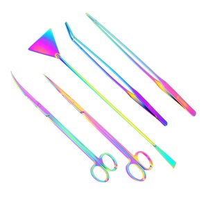 Kit d'outils d'aquascaping 5 pièces, outils pour plantes d'aquarium en acier inoxydable pour la plantation, la taille, la coupe et l'entretien des aquariums - Product Image 1