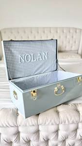 Luxury Nested Metal <b>Storage</b> Trunk Set Decorative Home Organizer Box <b>Stackable</b> Wardrobe <b>Storage</b> Chest with Gold Hardware - Product Image 6