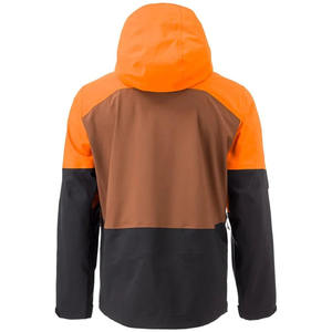 Men's <b>Waterproof</b> Hooded Color Blocked Hard Shell <b>Jacket</b> Orange Brown Black <b>Winter</b> Outdoor Coat with Front Pockets Zip Fly - Product Image 2