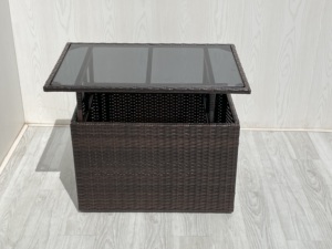 Ensemble de jardin et de terrasse 4 pièces en rotin d'acacia moderne de qualité supérieure, avec plateau de table réglable KD et coussins gris imperméables pour l'extérieur - Product Image 4