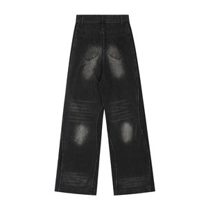 Pantalon en jean streetwear personnalisé de haute qualité, délavé à l'acide, effet soleil, style baggy, décontracté, pour homme - Product Image 3