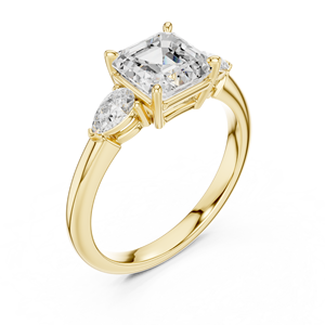 Anillo de compromiso de precio único en oro amarillo de 14k, joyería fina al por mayor OEM, anillo de diamante cultivado en laboratorio con corte brillante Asscher y pera - Product Image 5