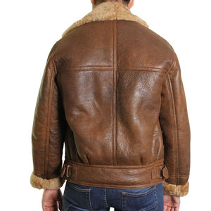 Chaqueta de Mujer de Piel de Oveja Genuina Ecológica, Estilo Racer, Color Sólido, Cierre de Cremallera, Forro de Sherpa, Tejida, para Otoño/Primavera - Product Image 2