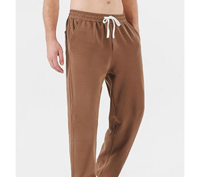 Pantalon de survêtement en coton marron pour homme, taille élastique, cordon de serrage, pantalon décontracté avec poches latérales, vêtements d'automne - Product Image 6