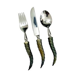 New Silver Luxury Design Stainless Steel Natural Horn Handle <b>Cutlery</b> <b>Set</b> Silver Polished or Hotel and Home Usage - Product Image 1