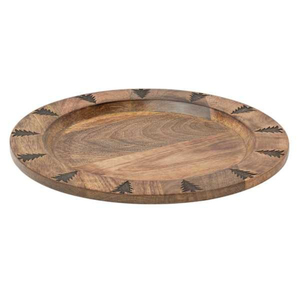 Assiette plate ronde en bois, design minimaliste fait main, couleur unie, vaisselle et assiettes, décoration de table à manger - Product Image 2