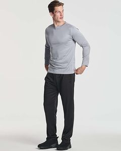 T-shirt à manches longues pour homme, couleur unie, col rond, séchage rapide, tricoté en polyester, coupe décontractée, t-shirt personnalisé - Product Image 4