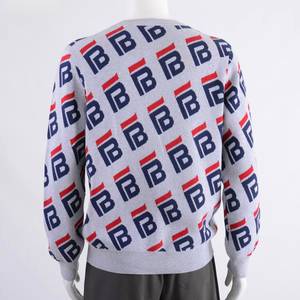 Custom Front Logo Men Letter Pattern Casual Jacquard Knit Sweater Crew Neck <b>Pullover</b> Long Sleeve Winter <b>Jumper</b> - Product Image 2