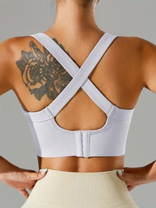 เสื้อกล้ามออกกำลังกายสำหรับผู้หญิง รุ่น X Back |   เสื้อชั้นในออกกำลังกายแบบกันกระแทกทรงสกู๊ปเนค |   ชุดกีฬาวิ่งแบบไร้สายสำหรับการฝึกซ้อมแบบบีบอัด - Product Image 1