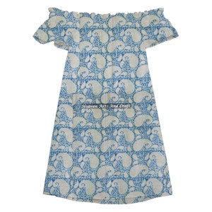 New Soft Hand <b>Block</b> <b>Print</b> Cotton Fabric Wedding Off Shoulder Dress Evening Gown Cotton Fabric 2026 Spring New Dress - Product Image 1