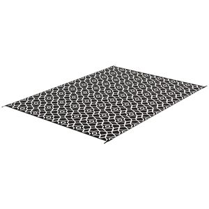 Tappeto da Esterno Reversibile 9FT X 12FT Facile da Trasportare, Design a Trifoglio Bianco e Nero per Camper e Campeggio - Product Image 1