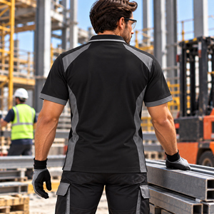 Polo de travail professionnel pour hommes, uniforme personnalisé avec logo, manches courtes, vêtements de travail, séchage rapide, respirant, confortable, évacuation de l'humidité - Product Image 3