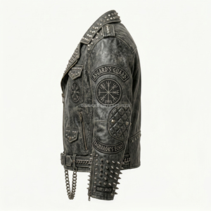 Chaqueta de Cuero con Estampado de Pitón para Hombre, Chaqueta de Motero de Cuero Genuino de Diseño, Ropa Exterior Moderna para Hombre, Proveedor OEM Personalizado - Product Image 4