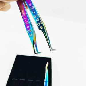 Wholesale Professional High Custom Logo Stainless Steel Eyelash Tweezers Multi-Theme Sustainable Russian Volume Boot <b>Light</b> - Product Image 2
