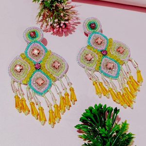 Boucles d'oreilles brodées à la main, colorées et perlées, pour femmes et filles, style personnalisé, mode, fête, broderie au point de croix - Product Image 2