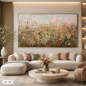 Peinture à l'huile florale 3D texturée originale sur toile, motif prairie de fleurs sauvages, peinte à la main, encadrée, décoration murale moderne pour la maison, vente en gros - Product Image 5