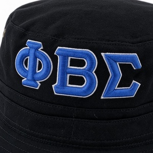 <b>Men</b> Black Boonie <b>Hat</b> Royal Blue Letter Embroidery Wide Brim Cotton Outdoor Fishing Safari Sun Protection Adjustable Chin Cord - Product Image 6