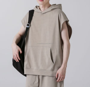 Sin mangas de algodón francés Terry Sudadera con capucha caída hombro DTG impresión sudaderas con capucha de alta calidad hombres - Product Image 3