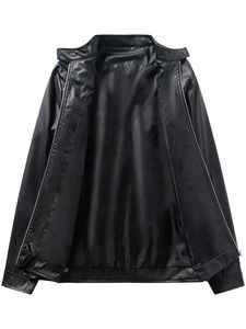 High Quality Custom Mens <b>Jacket</b> Stand Collar Vintage Zipper <b>Leather</b> <b>Jacket</b> Outdoor Autumn <b>Long</b> Sleeve PU <b>Leather</b> <b>Jacket</b> - Product Image 3