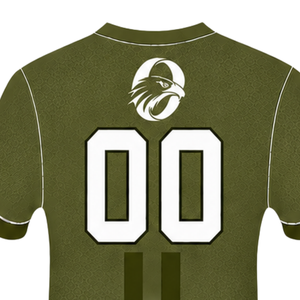 Olive Green <b>White</b> <b>Short</b> <b>Sleeve</b> Sports Jersey Crew Neck Center Stripe Breathable Training Performance Team Baseball Uniform <b>Shirt</b> - Product Image 4