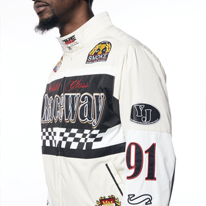 Wholesale Custom High Quality Genuine Leather Motorcycle <b>Jackets</b> for Men <b>Zipper</b> Closure Autumn Vintage Racing Patch Embroidery - Product Image 4