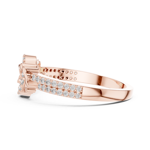 Ensemble de bagues INTERLOCK LAB GROWN en or rose massif 18 carats plaqué rhodium, style minimaliste, pour fiançailles, fêtes, mariages, cadeau glamour, usage quotidien, pour femmes - Product Image 4