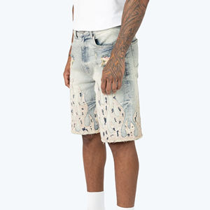 Pantalones Cortos de Mezclilla Elásticos de Moda Urbana para Hombre, Fabricante, Logotipo Personalizado, Pantalones Cortos Desgastados - Product Image 3