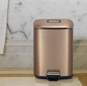 Stainless Steel Square Pedal Dustbin Soft Close <b>Lid</b> Modern Bathroom Kitchen Trash Can With Foot Step <b>Bin</b> - Product Image 1