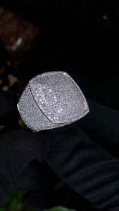 Luxury Moissanite Iced Out <b>Ring</b> 925 <b>Silver</b> Statement Hip Hop Cocktail <b>Ring</b> for <b>Men</b> Women Fashion Jewelry Gift - Product Image 2