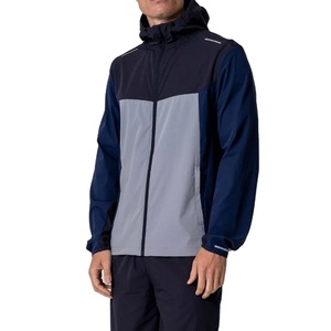 Nouvel ensemble de survêtement coupe-vent pour homme, style personnalisé, couleur contrastée, 2 pièces, veste à capuche et pantalon de jogging, léger, vêtements de sport - Product Image 1