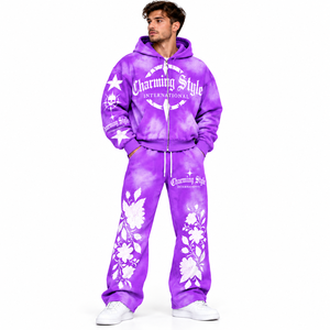 Conjunto de Chándal OEM Unisex de Algodón Grueso 100% Algodón, Sudadera con Capucha Oversize de Corte Cuadrado y Pantalones, Conjunto de 2 Piezas Personalizado para Hombre - Product Image 1
