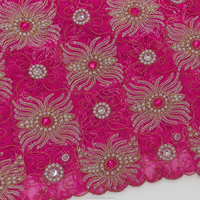 Nouvel Arrivage Tissu en Dentelle Filet de Qualité Supérieure, Dernière Mode Exclusive, Orné de Pierres et de Perles, Motif Floral Abstrait, pour Mariage, Antistatique