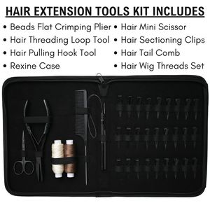 Complete Hair <b>Extension</b> Salon Tools Set for Professional Work with <b>Beads</b> Crimping Tool, Loop Thread Tool and Storage Case - Product Image 2