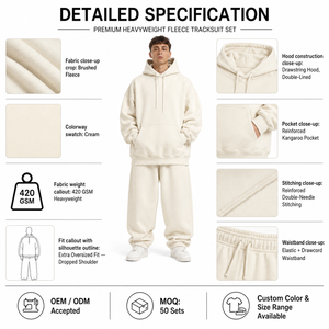 Premium <b>Men</b> Hooded Tracksuit Set Full Length Cotton Sweatshirt and Jogger Pants with Side Pockets Casual Autumn Wear - Product Image 6