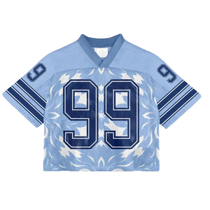 Maillot de football américain en mesh respirant, grande taille, imprimé par transfert thermique, manches courtes, vêtements de sport unisexes pour adultes - Product Image 3