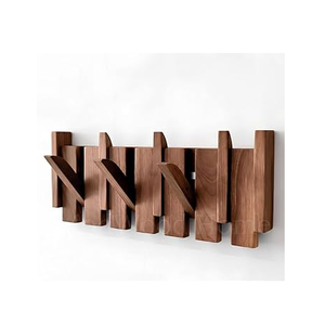Wood Coat Hook Hanger Railing Hook Rack <b>Wall</b>-Mounted Best Selling Wooden Coat Rack Most Selling - Product Image 2
