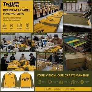เสื้อแจ็คเก็ตวาร์ซิตี้ปักลายตามสั่งสำหรับผู้ชาย สีเหลืองเขียวมะกอก ผ้าขนสัตว์/โพลีเอสเตอร์ สวมใส่สบายในฤดูหนาว ปกคอพับได้ ทรงปกติ กันลม - Product Image 6