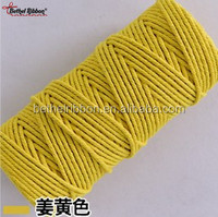 Corde de coton colorée bon marché, garniture de corde de boulanger en coton macramé de 3mm pour bricolage